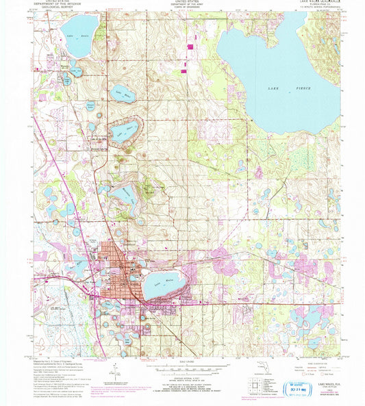Classic USGS Lake Wales Florida 7.5'x7.5' Topo Map Image