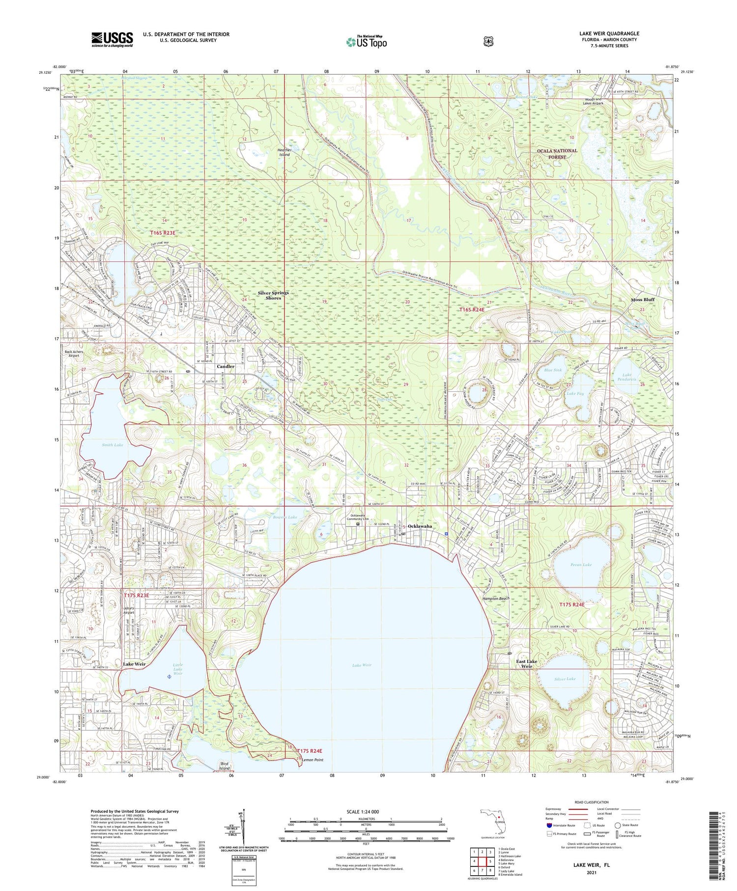 Lake Weir Florida US Topo Map Image
