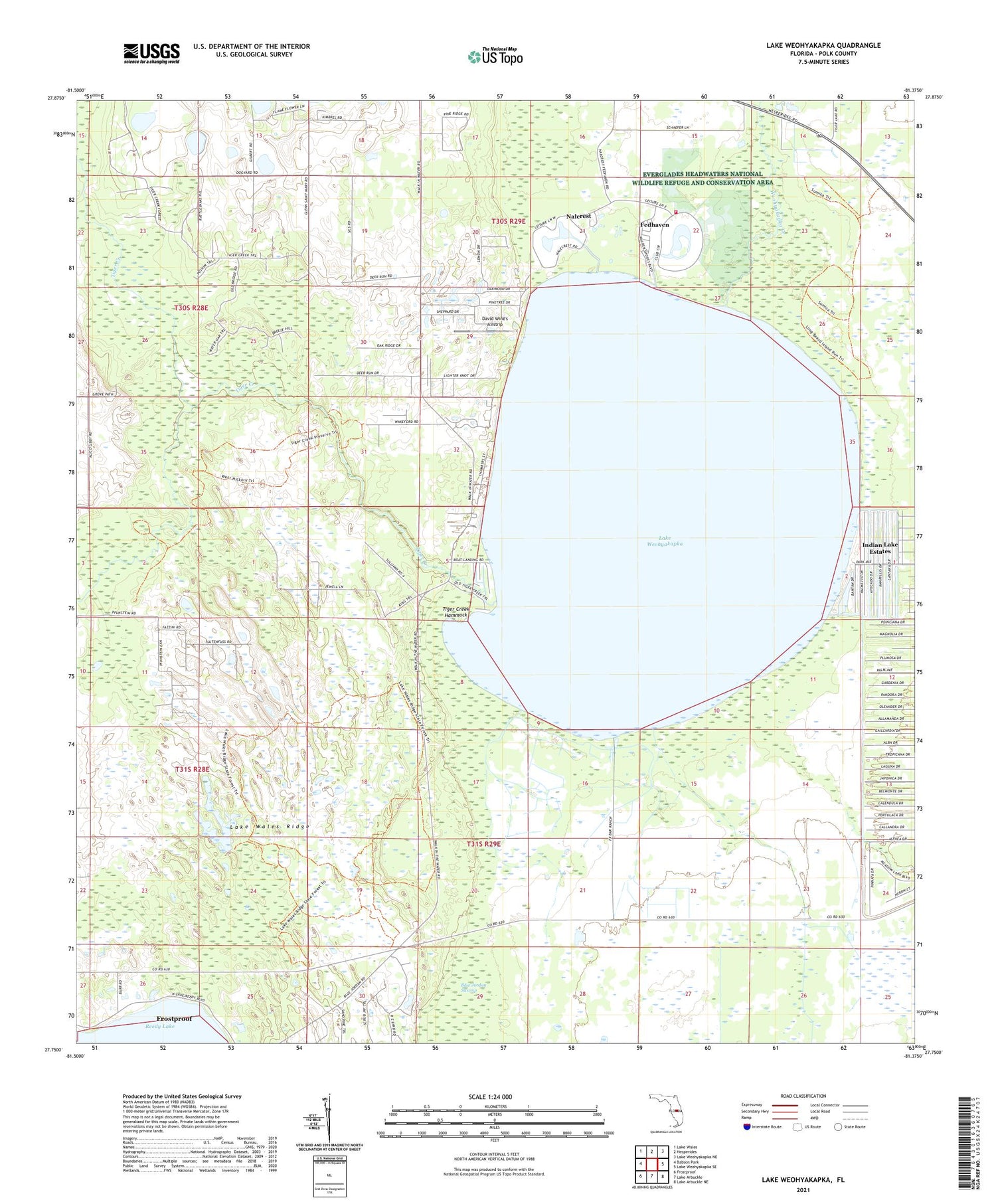 Lake Weohyakapka Florida US Topo Map Image