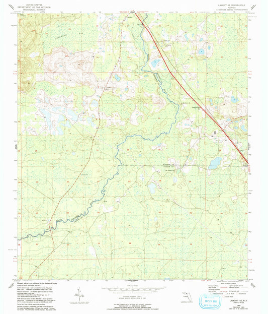 Classic USGS Lamont SE Florida 7.5'x7.5' Topo Map Image