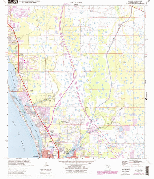 Classic USGS Laurel Florida 7.5'x7.5' Topo Map Image