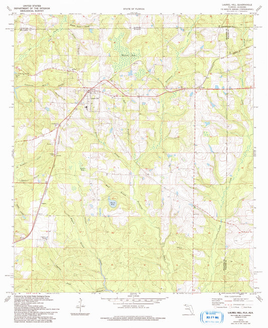 Classic USGS Laurel Hill Florida 7.5'x7.5' Topo Map Image