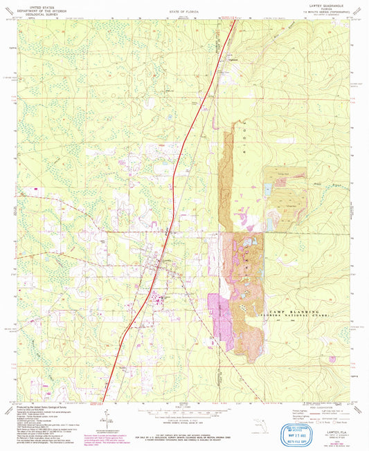 Classic USGS Lawtey Florida 7.5'x7.5' Topo Map Image