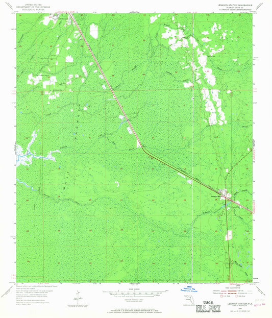 Classic USGS Lebanon Station Florida 7.5'x7.5' Topo Map Image