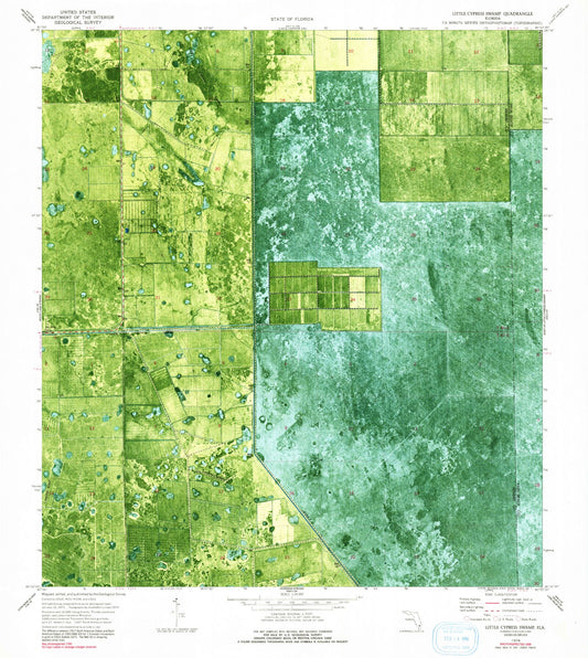 Classic USGS Little Cypress Swamp Florida 7.5'x7.5' Topo Map Image
