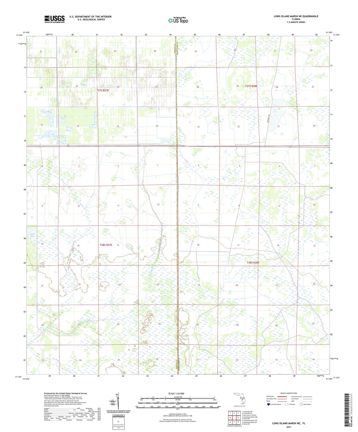 Long Island Marsh NE Florida US Topo Map Image