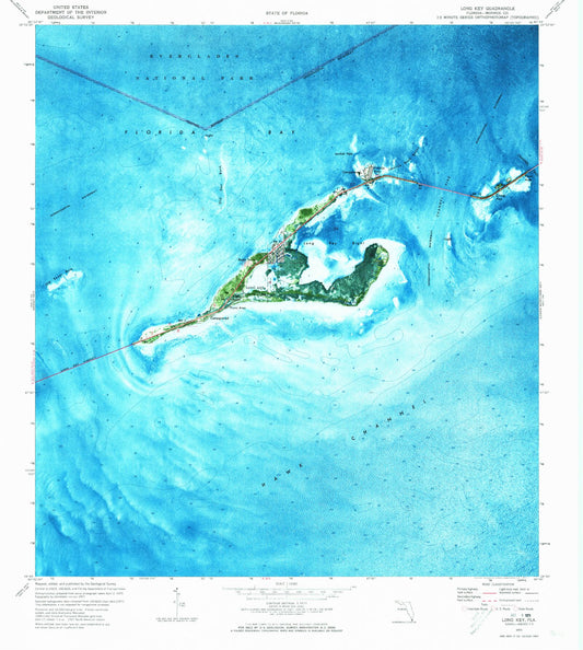 Classic USGS Long Key Florida 7.5'x7.5' Topo Map Image