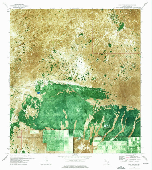 Classic USGS Long Pine Key Florida 7.5'x7.5' Topo Map Image
