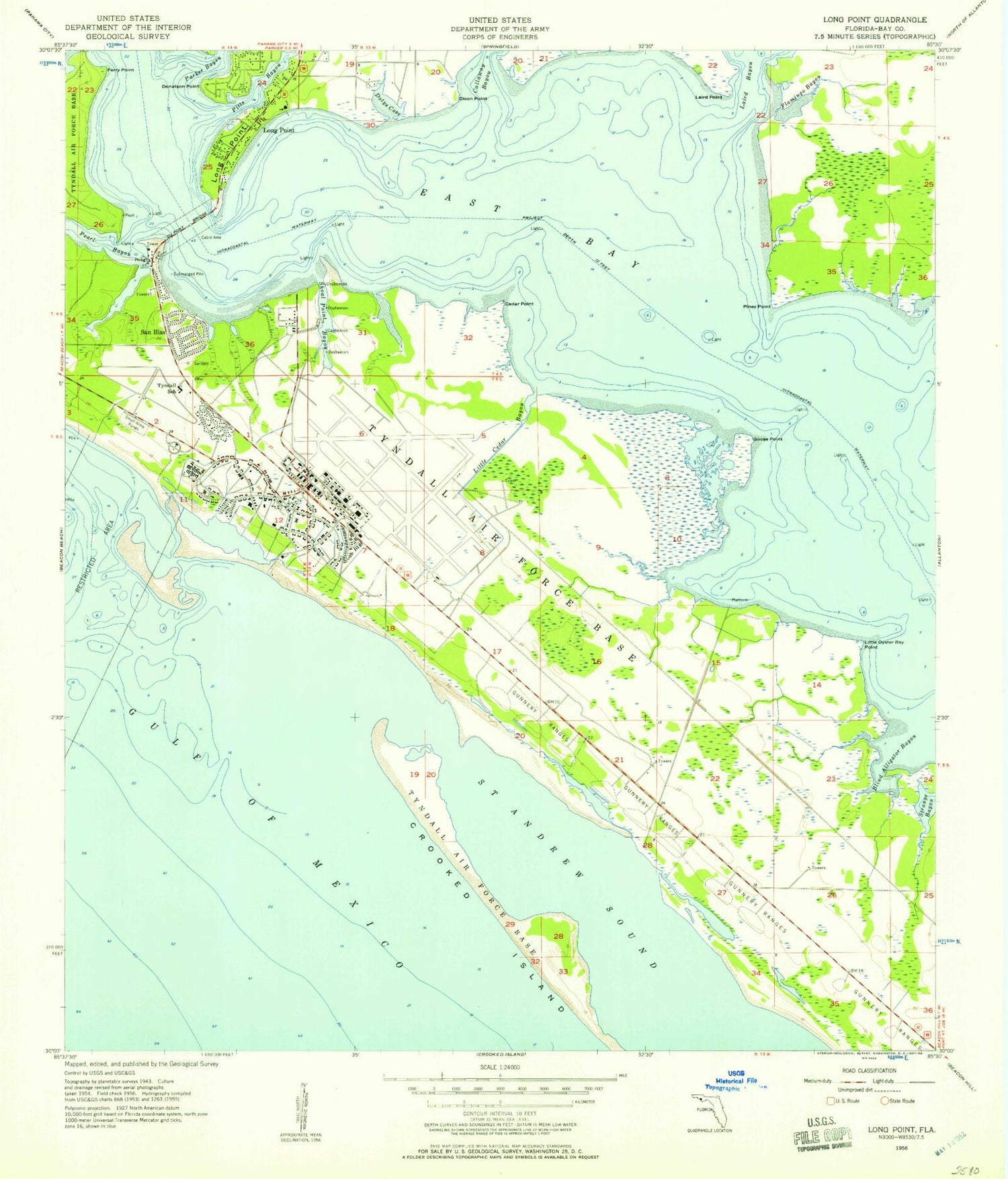 Classic USGS Long Point Florida 7.5'x7.5' Topo Map Image