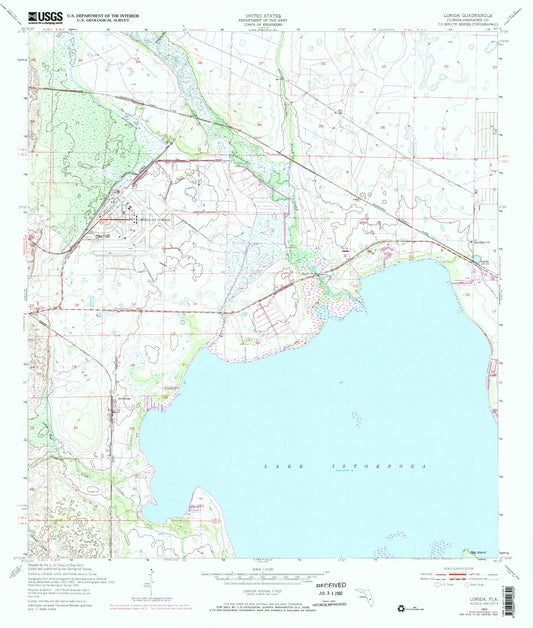 Classic USGS Lorida Florida 7.5'x7.5' Topo Map Image