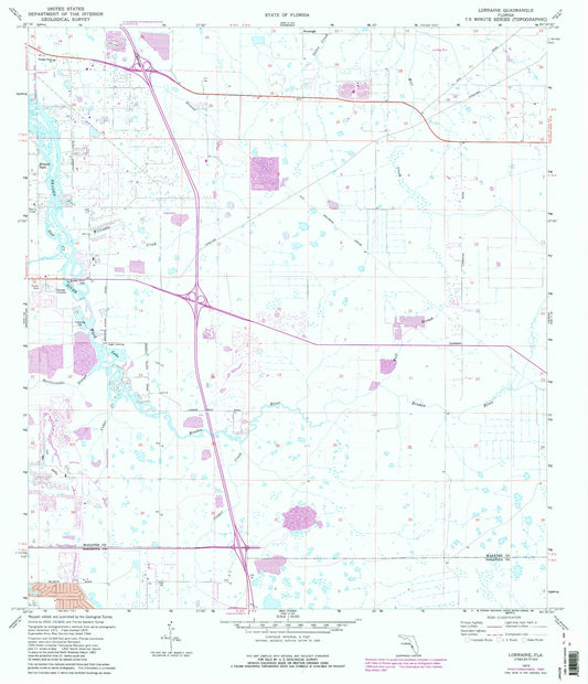 Classic USGS Lorraine Florida 7.5'x7.5' Topo Map Image