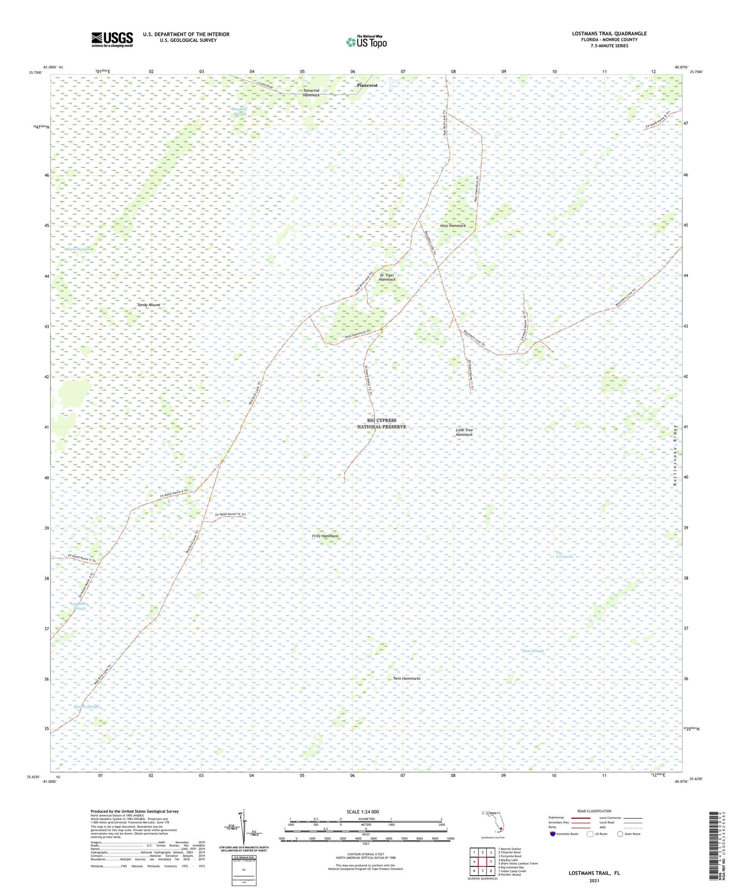 Lostmans Trail Florida US Topo Map Image