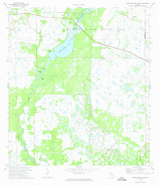 Classic USGS Lower Myakka Lake Florida 7.5'x7.5' Topo Map Image