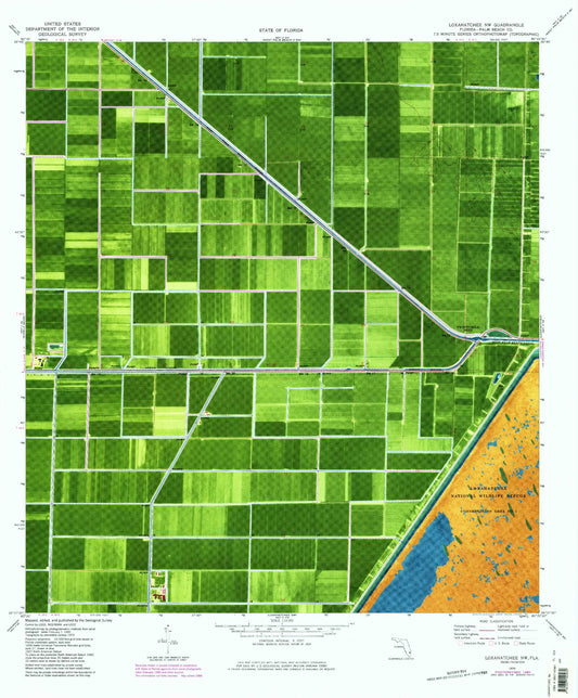 Classic USGS Loxahatchee NW Florida 7.5'x7.5' Topo Map Image
