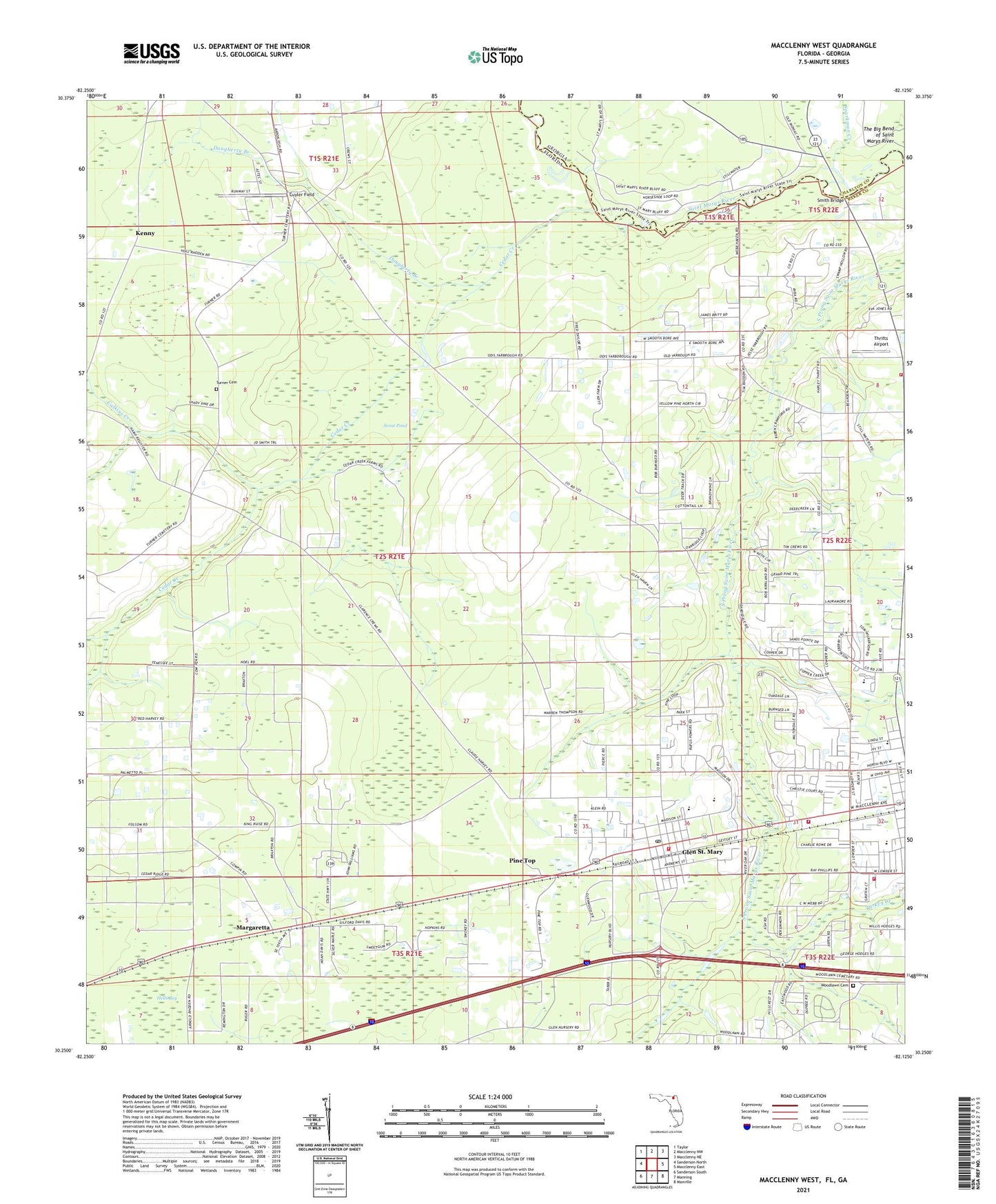 Macclenny West Florida US Topo Map Image