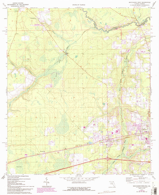 Classic USGS Macclenny West Florida 7.5'x7.5' Topo Map Image