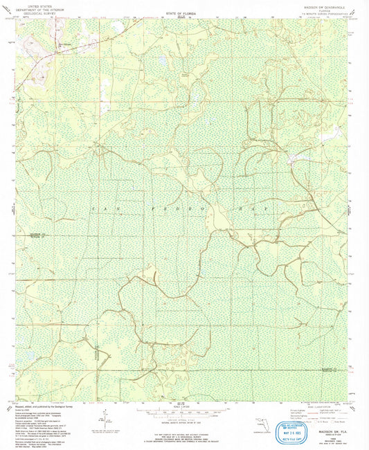 Classic USGS Madison SW Florida 7.5'x7.5' Topo Map Image
