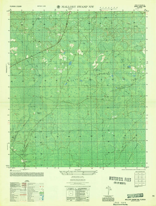 Classic USGS Mallory Swamp NW Florida 7.5'x7.5' Topo Map Image