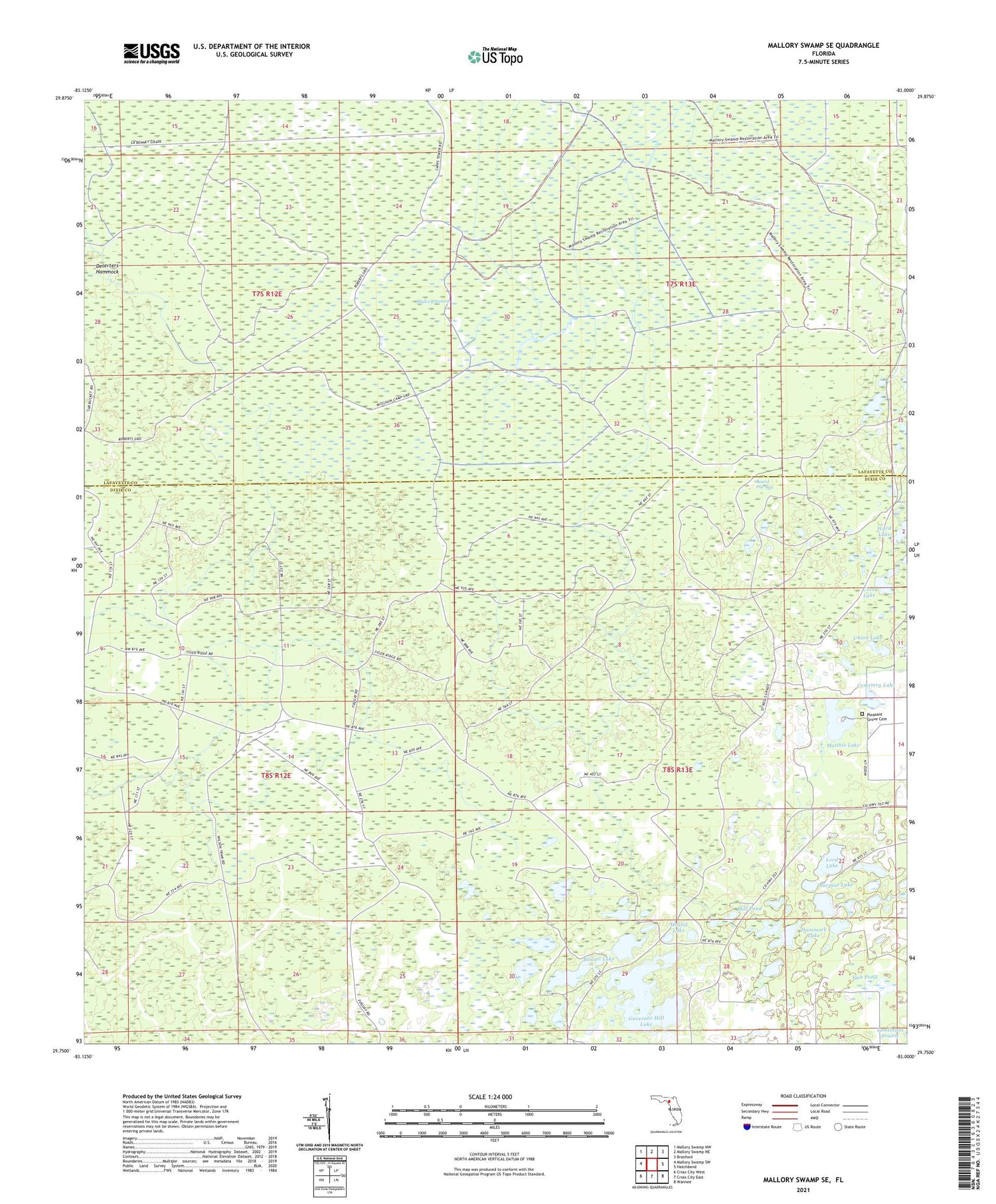 Mallory Swamp SE Florida US Topo Map Image