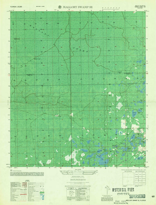 Classic USGS Mallory Swamp SE Florida 7.5'x7.5' Topo Map Image