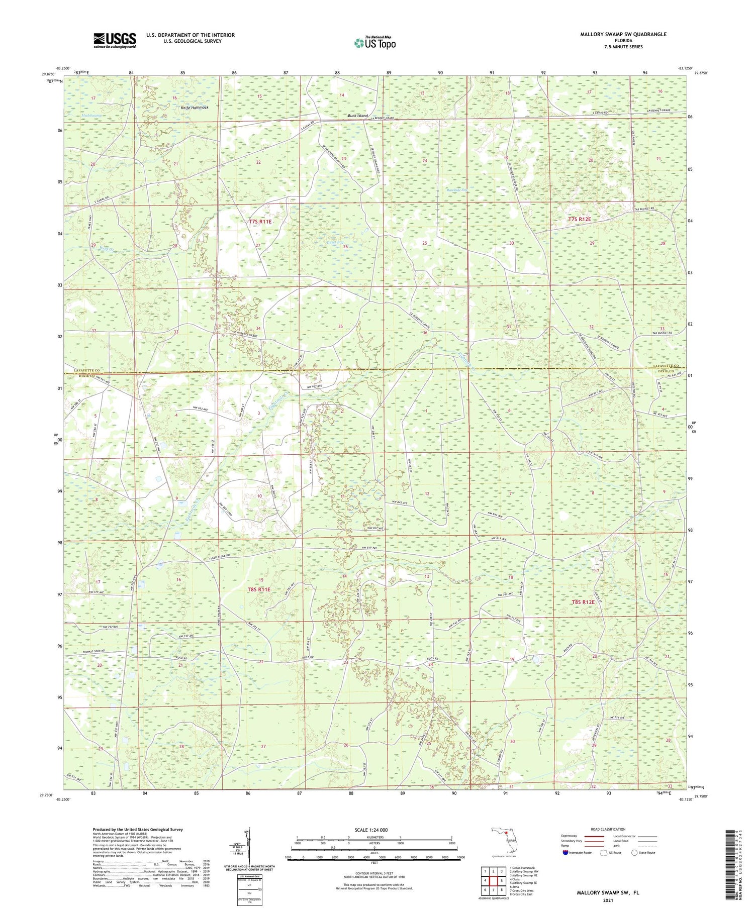 Mallory Swamp SW Florida US Topo Map Image
