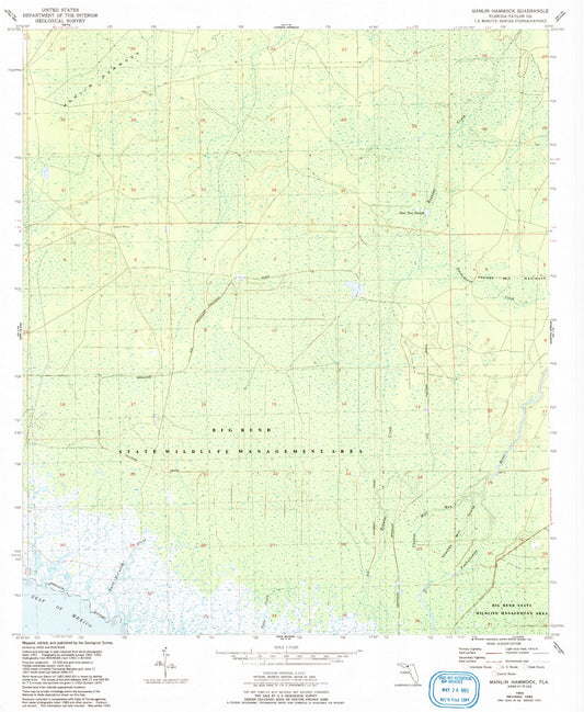 Classic USGS Manlin Hammock Florida 7.5'x7.5' Topo Map Image