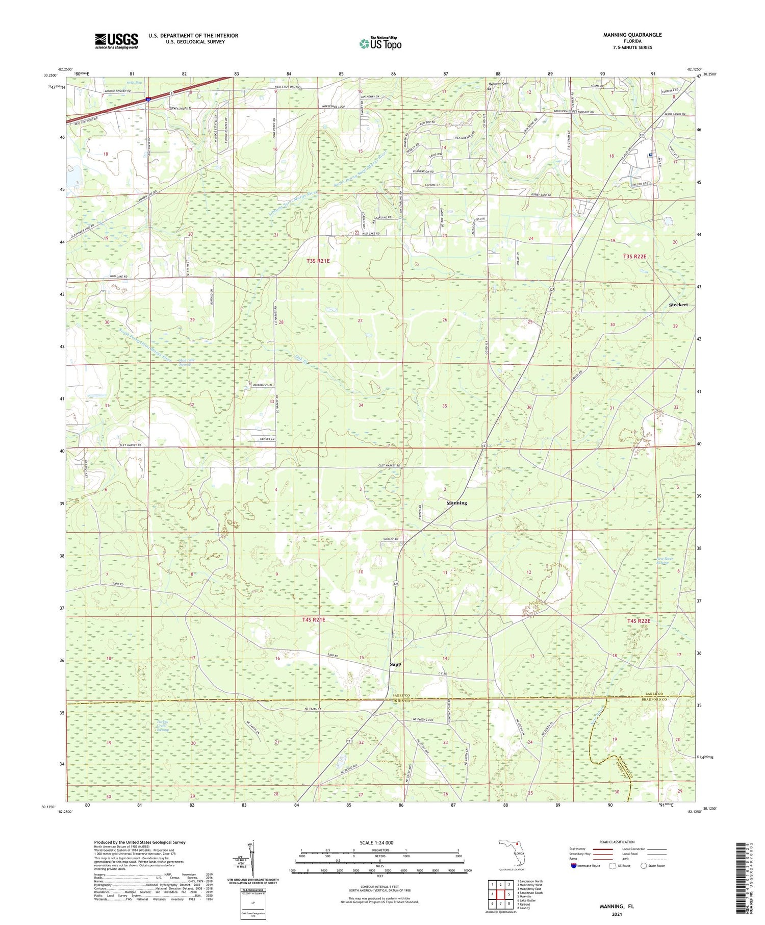Manning Florida US Topo Map Image