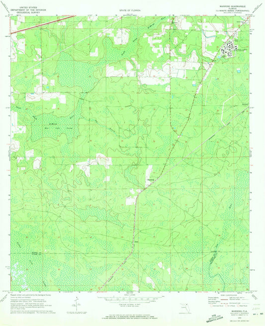 Classic USGS Manning Florida 7.5'x7.5' Topo Map Image