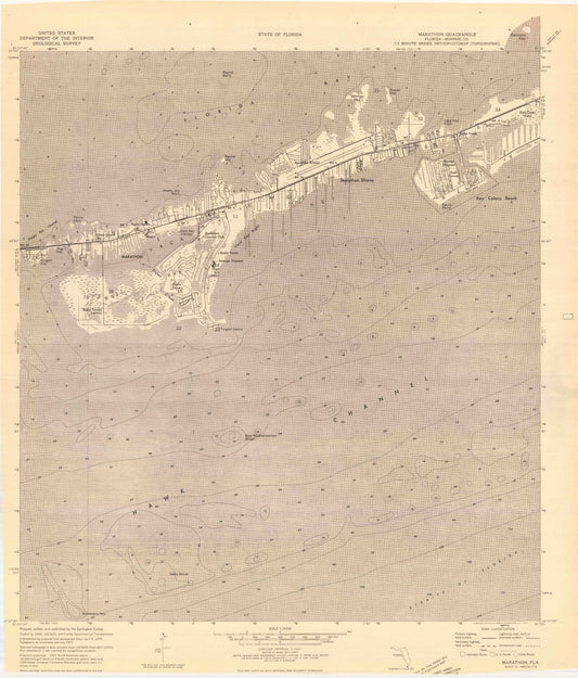Classic USGS Marathon Florida 7.5'x7.5' Topo Map Image