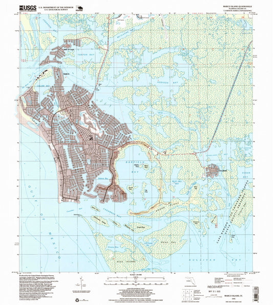 Classic USGS Marco Island Florida 7.5'x7.5' Topo Map Image