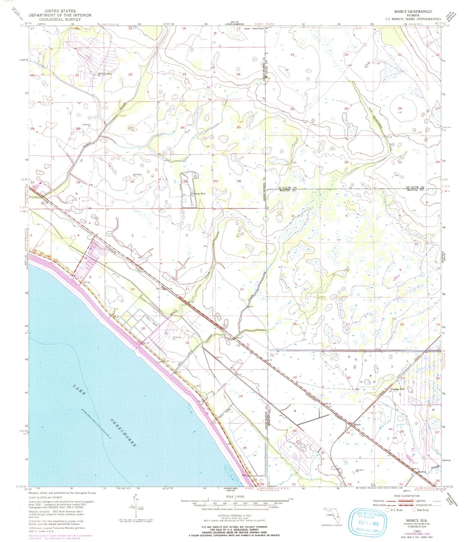 Classic USGS Marcy Florida 7.5'x7.5' Topo Map Image