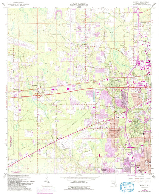 Classic USGS Marietta Florida 7.5'x7.5' Topo Map Image