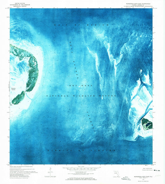 Classic USGS Marquesas Keys East Florida 7.5'x7.5' Topo Map Image