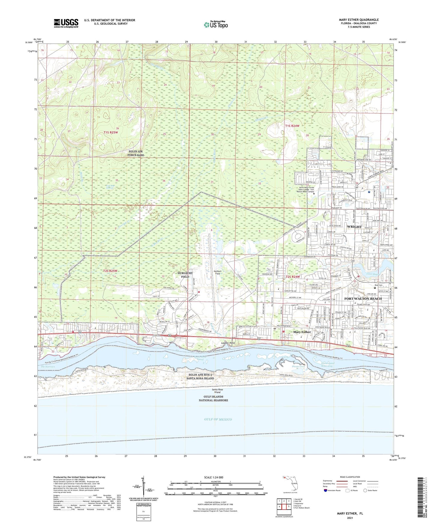 Mary Esther Florida US Topo Map Image