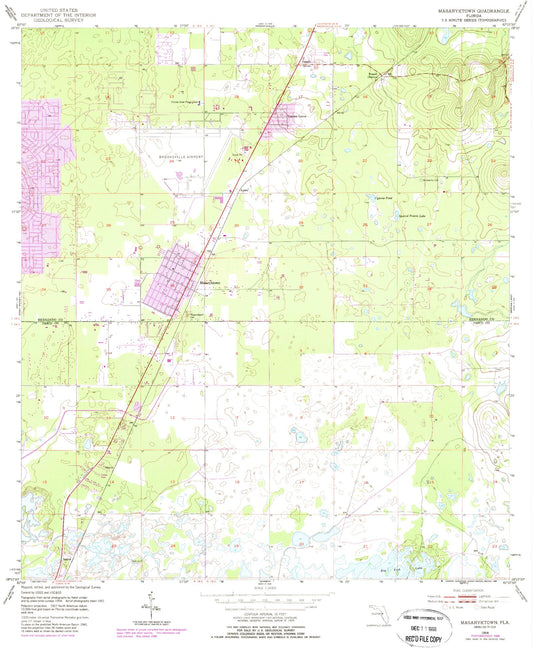 Classic USGS Masaryktown Florida 7.5'x7.5' Topo Map Image