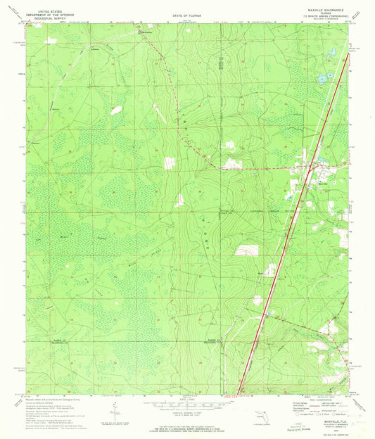 Classic USGS Maxville Florida 7.5'x7.5' Topo Map Image