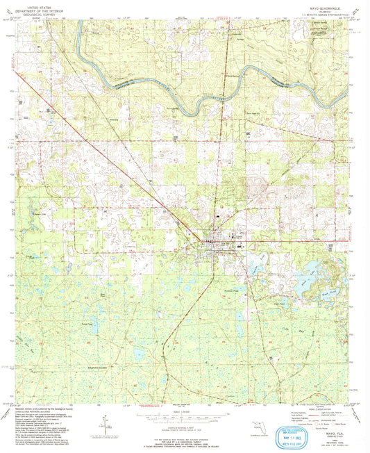 Classic USGS Mayo Florida 7.5'x7.5' Topo Map Image