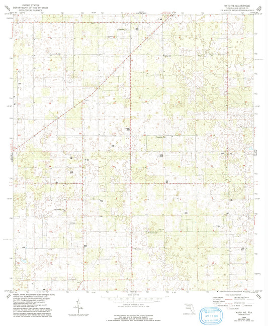 Classic USGS Mayo NE Florida 7.5'x7.5' Topo Map Image