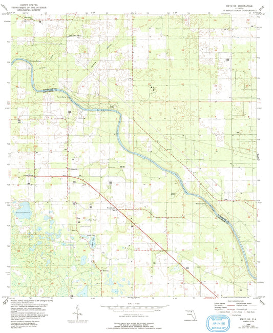 Classic USGS Mayo SE Florida 7.5'x7.5' Topo Map Image