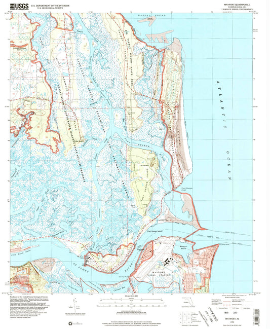 Classic USGS Mayport Florida 7.5'x7.5' Topo Map Image