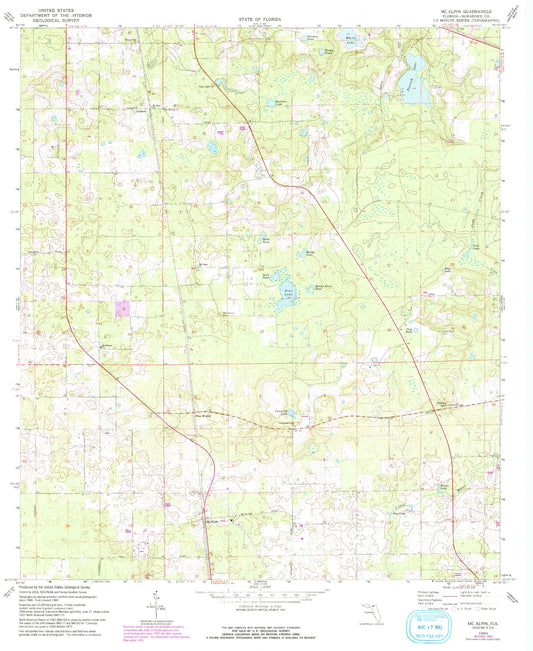 Classic USGS McAlpin Florida 7.5'x7.5' Topo Map Image
