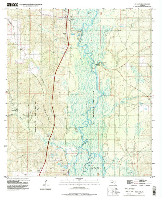 Classic USGS McDavid Florida 7.5'x7.5' Topo Map Image