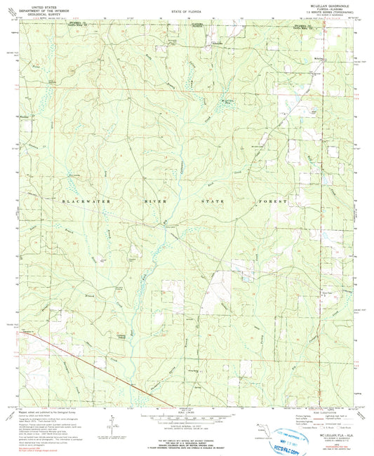 Classic USGS McLellan Florida 7.5'x7.5' Topo Map Image