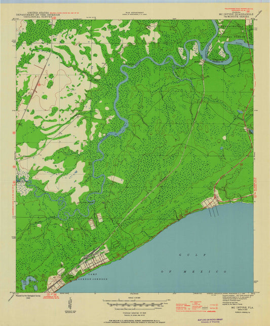 Classic USGS McIntyre Florida 7.5'x7.5' Topo Map Image