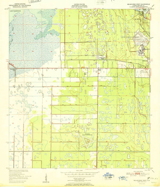 Classic USGS Melbourne West Florida 7.5'x7.5' Topo Map Image