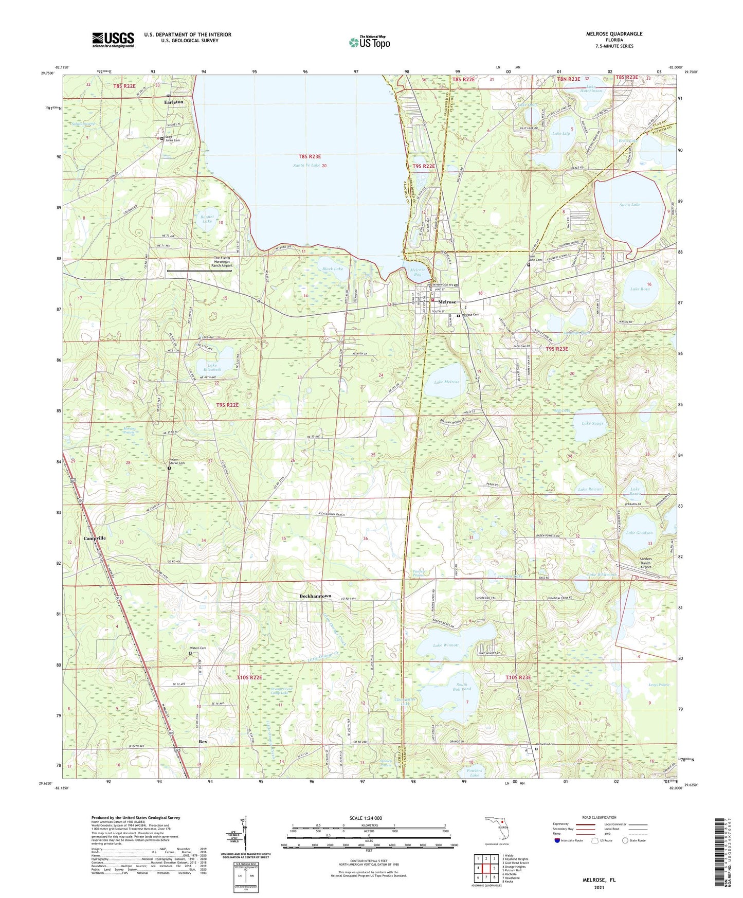 Melrose Florida US Topo Map Image