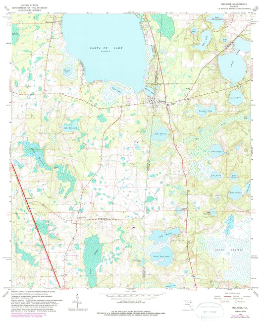 Classic USGS Melrose Florida 7.5'x7.5' Topo Map Image