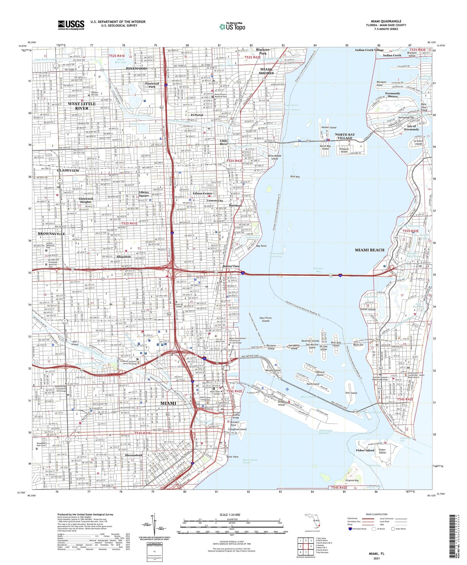Miami Florida US Topo Map Image