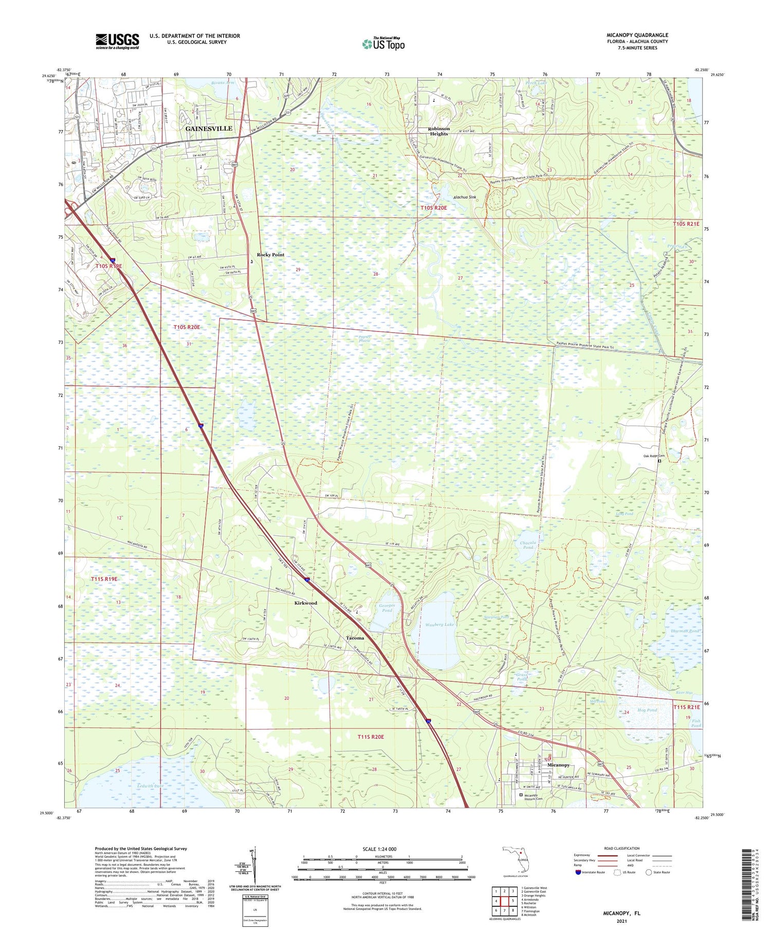 Micanopy Florida US Topo Map Image