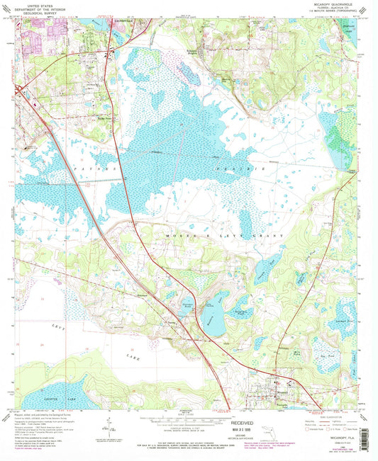 Classic USGS Micanopy Florida 7.5'x7.5' Topo Map Image
